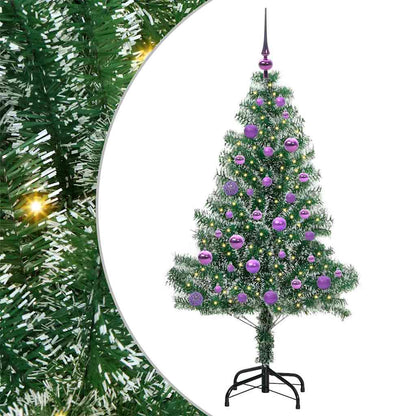 Kunstmatige Kerstboom Sneeuw Gevlochten met LED Licht 150 cm