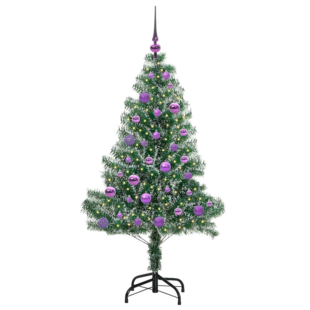 Kunstmatige Kerstboom Sneeuw Gevlochten met LED Licht 150 cm
