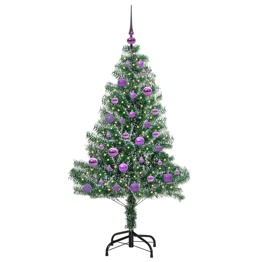 Kunstmatige Kerstboom Sneeuw Gevlochten met LED Licht 150 cm