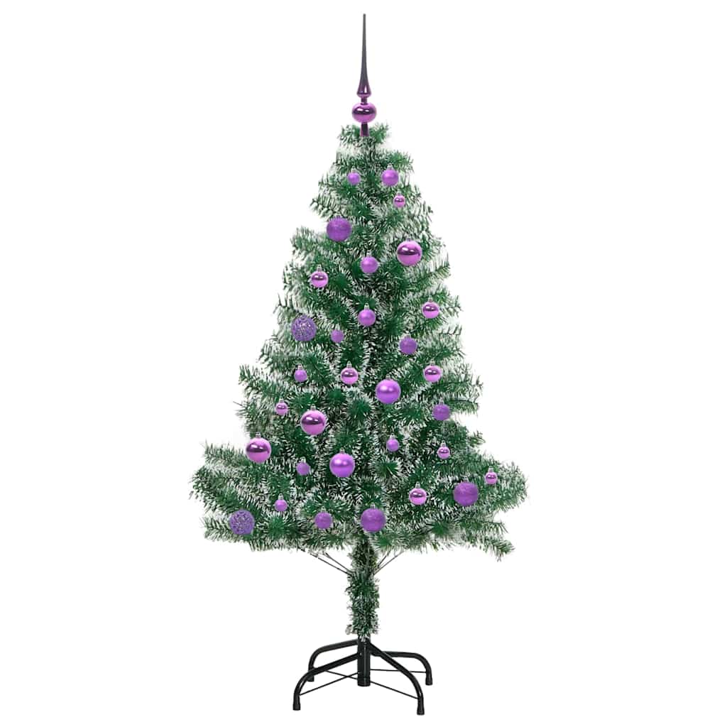 Kunstmatige Kerstboom Sneeuw Gevlochten met LED Licht 150 cm