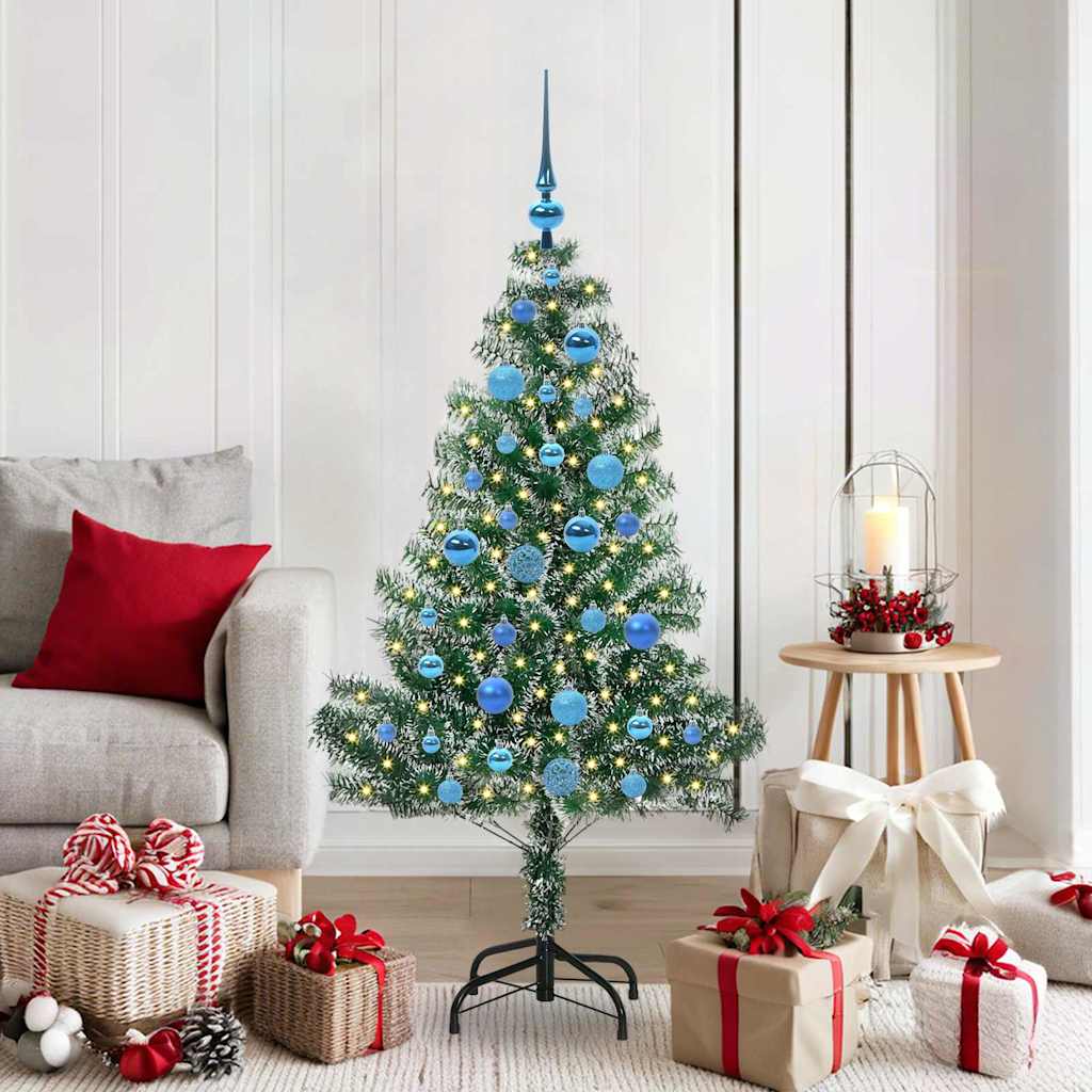 Kunstmatige Kerstboom Sneeuw Gevlochten met LED Licht 150 cm