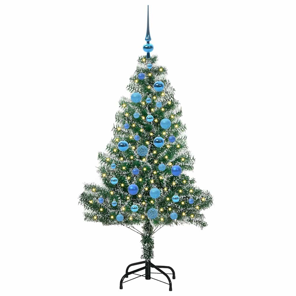 Kunstmatige Kerstboom Sneeuw Gevlochten met LED Licht 150 cm