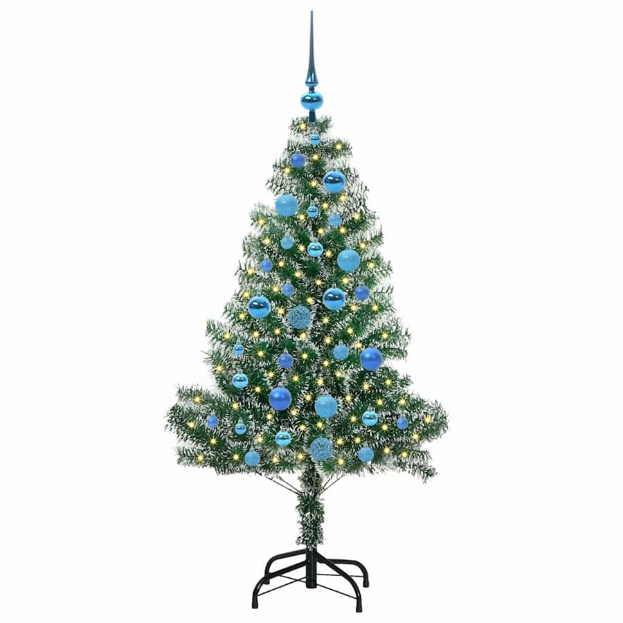Kunstmatige Kerstboom Sneeuw Gevlochten met LED Licht 150 cm