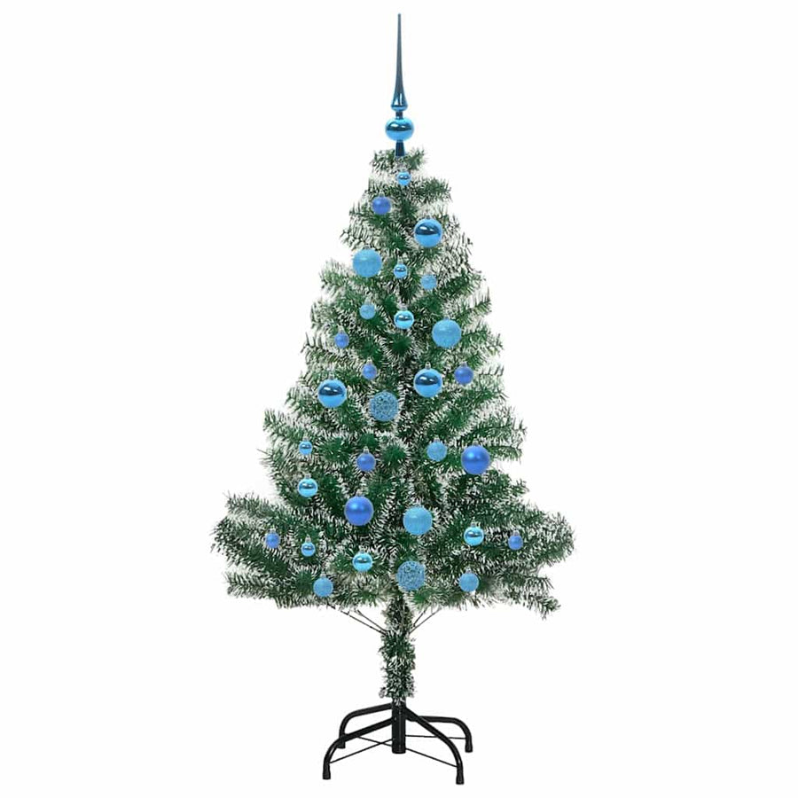 Kunstmatige Kerstboom Sneeuw Gevlochten met LED Licht 150 cm