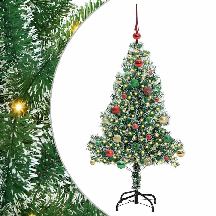 Kunstmatige Kerstboom Sneeuw Gevlochten met LED Licht 150 cm