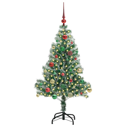 Kunstmatige Kerstboom Sneeuw Gevlochten met LED Licht 150 cm