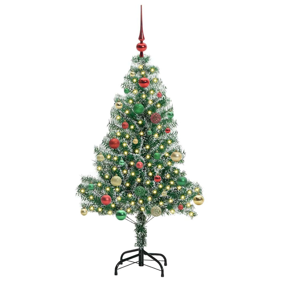 Kunstmatige Kerstboom Sneeuw Gevlochten met LED Licht 150 cm
