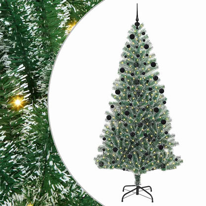 Kunstmatige Kerstboom Sneeuw Gevlochten met LED Licht 210 cm