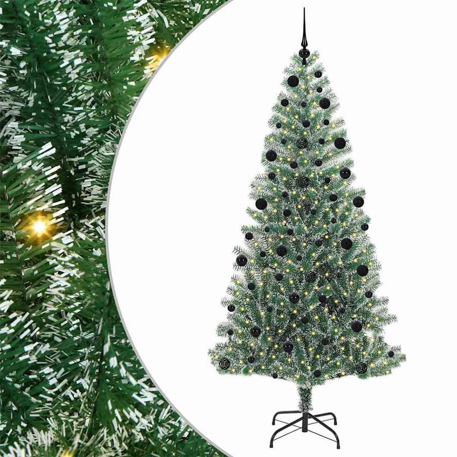Kunstmatige Kerstboom Sneeuw Gevlochten met LED Licht 210 cm