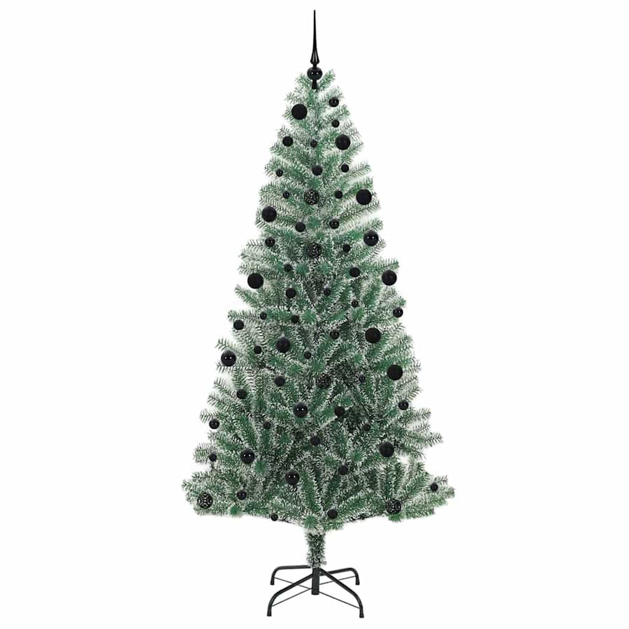Kunstmatige Kerstboom Sneeuw Gevlochten met LED Licht 210 cm