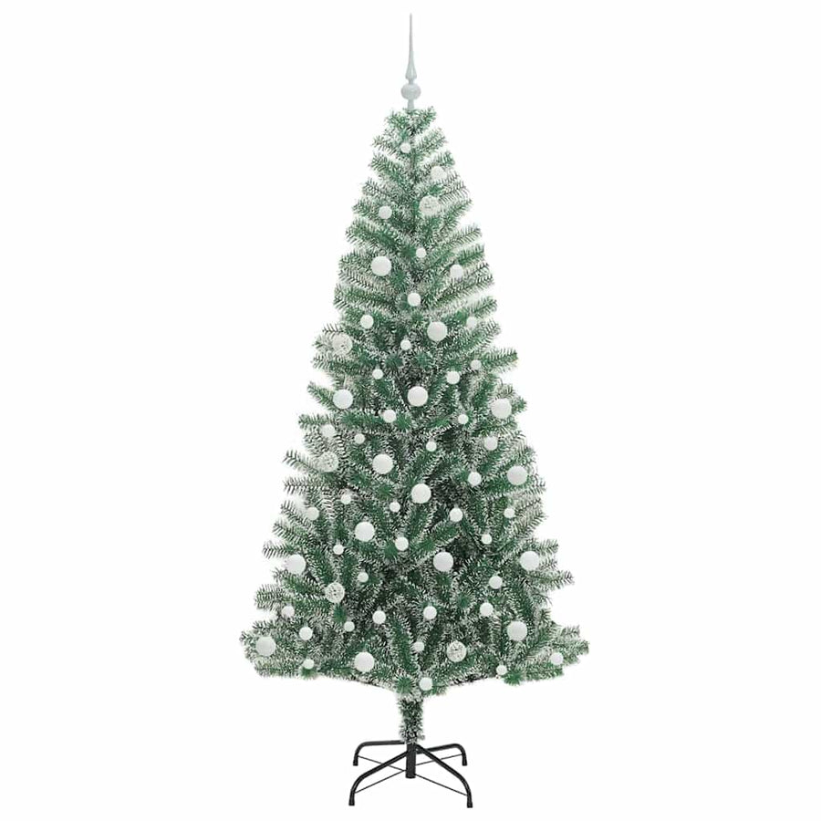 Kunstmatige Kerstboom Sneeuw Gevlochten met LED Licht 210 cm