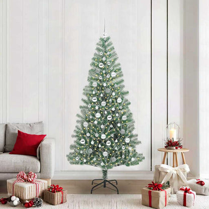 Kunstmatige Kerstboom Sneeuw Gevlochten met LED Licht 210 cm