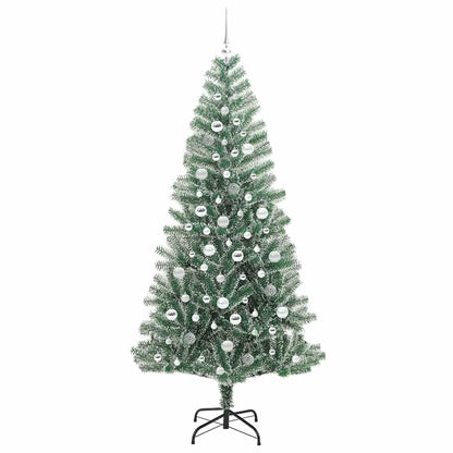 Kunstmatige Kerstboom Sneeuw Gevlochten met LED Licht 210 cm