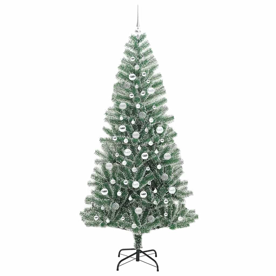 Kunstmatige Kerstboom Sneeuw Gevlochten met LED Licht 210 cm