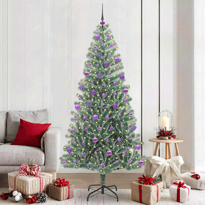 Kunstmatige Kerstboom Sneeuw Gevlochten met LED Licht 210 cm