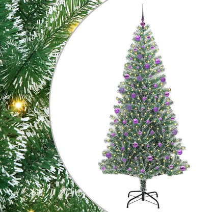 Kunstmatige Kerstboom Sneeuw Gevlochten met LED Licht 210 cm