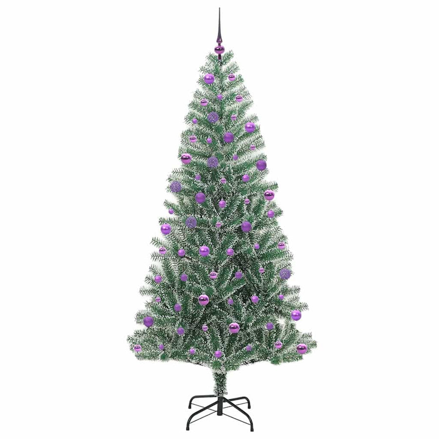 Kunstmatige Kerstboom Sneeuw Gevlochten met LED Licht 210 cm
