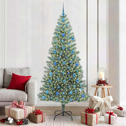 Kunstmatige Kerstboom Sneeuw Gevlochten met LED Licht 210 cm