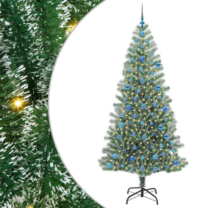 Kunstmatige Kerstboom Sneeuw Gevlochten met LED Licht 210 cm