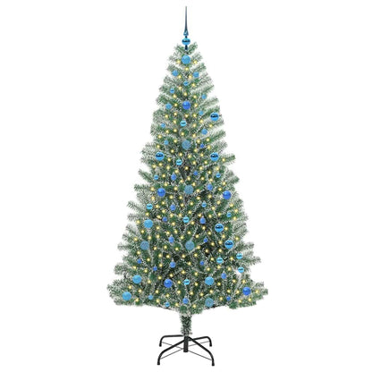 Kunstmatige Kerstboom Sneeuw Gevlochten met LED Licht 210 cm