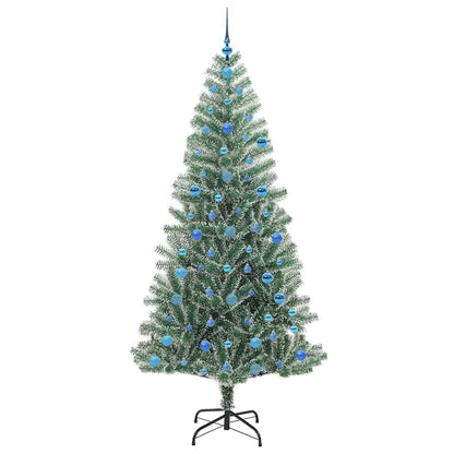Kunstmatige Kerstboom Sneeuw Gevlochten met LED Licht 210 cm