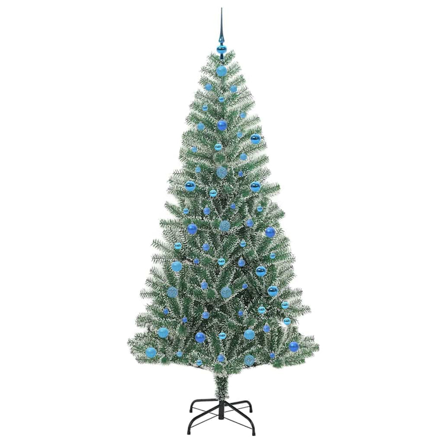 Kunstmatige Kerstboom Sneeuw Gevlochten met LED Licht 210 cm