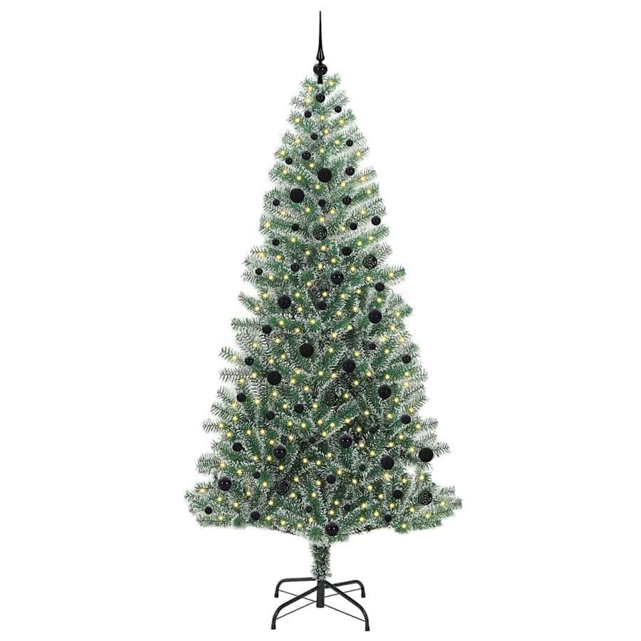 Kunstmatige Kerstboom Sneeuw Gevlochten met LED Licht 240 cm