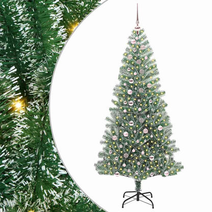 Kunstmatige Kerstboom Sneeuw Gevlochten met LED Licht 240 cm