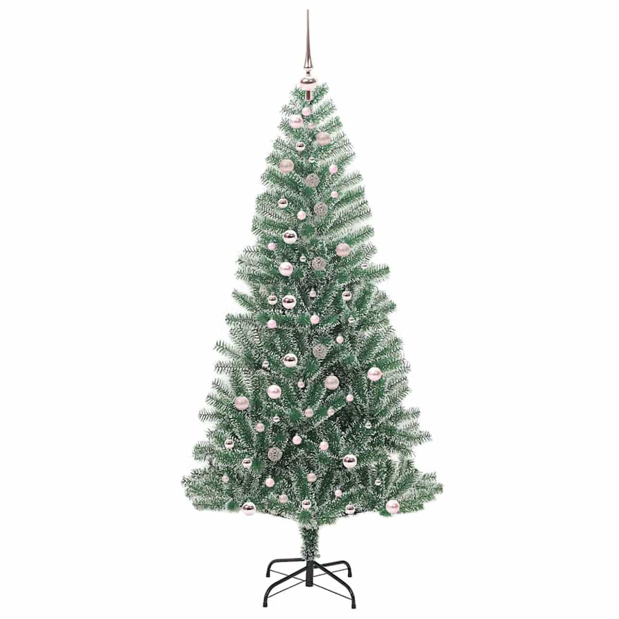 Kunstmatige Kerstboom Sneeuw Gevlochten met LED Licht 240 cm