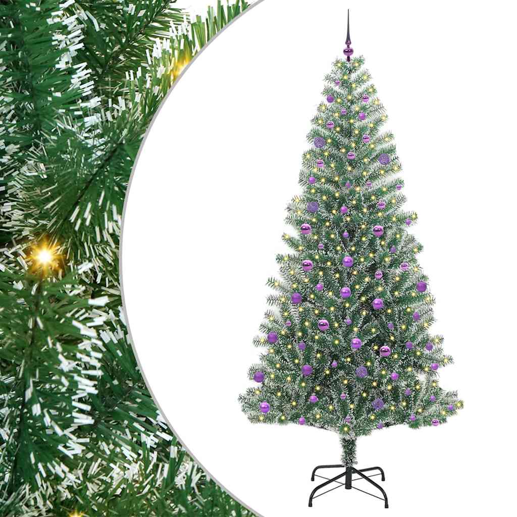 Kunstmatige Kerstboom Sneeuw Gevlochten met LED Licht 240 cm