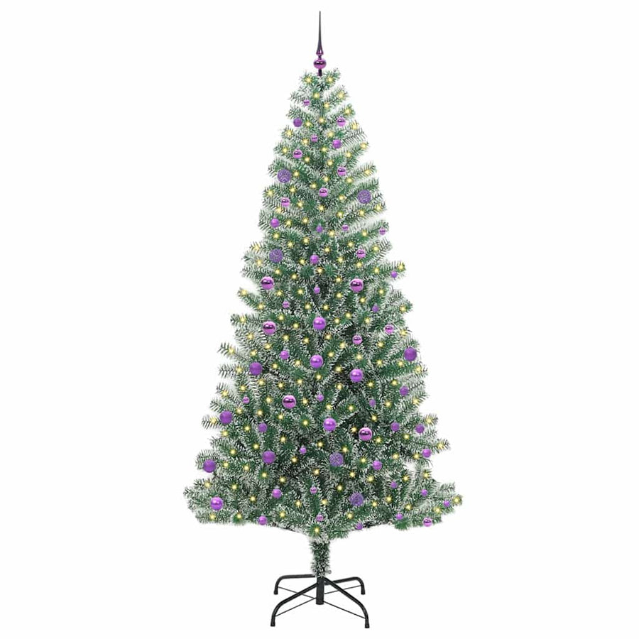 Kunstmatige Kerstboom Sneeuw Gevlochten met LED Licht 240 cm