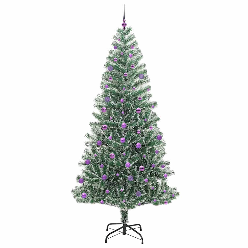 Kunstmatige Kerstboom Sneeuw Gevlochten met LED Licht 240 cm
