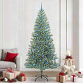 Kunstmatige Kerstboom Sneeuw Gevlochten met LED Licht 240 cm
