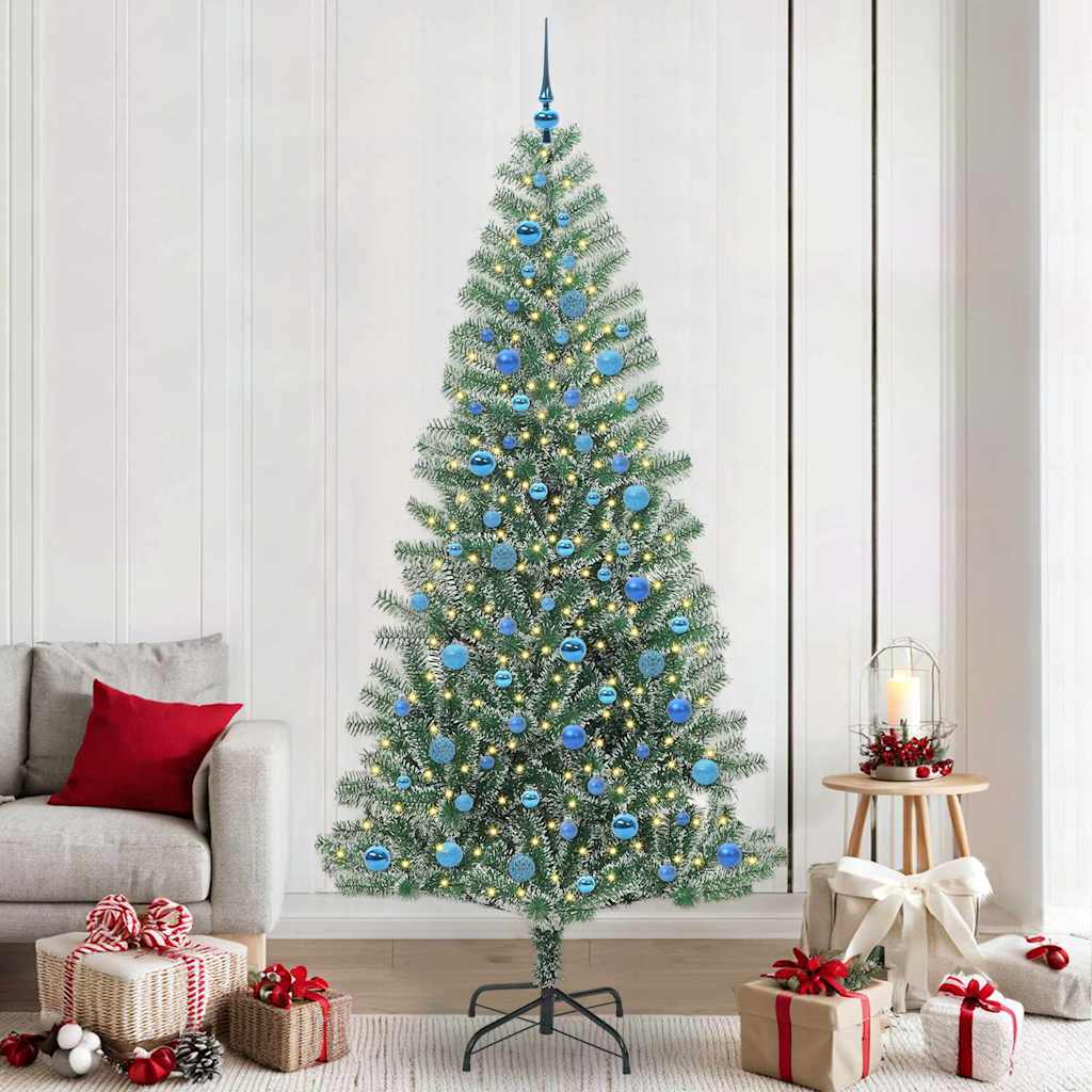 Kunstmatige Kerstboom Sneeuw Gevlochten met LED Licht 240 cm