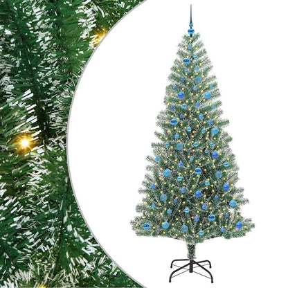 Kunstmatige Kerstboom Sneeuw Gevlochten met LED Licht 240 cm