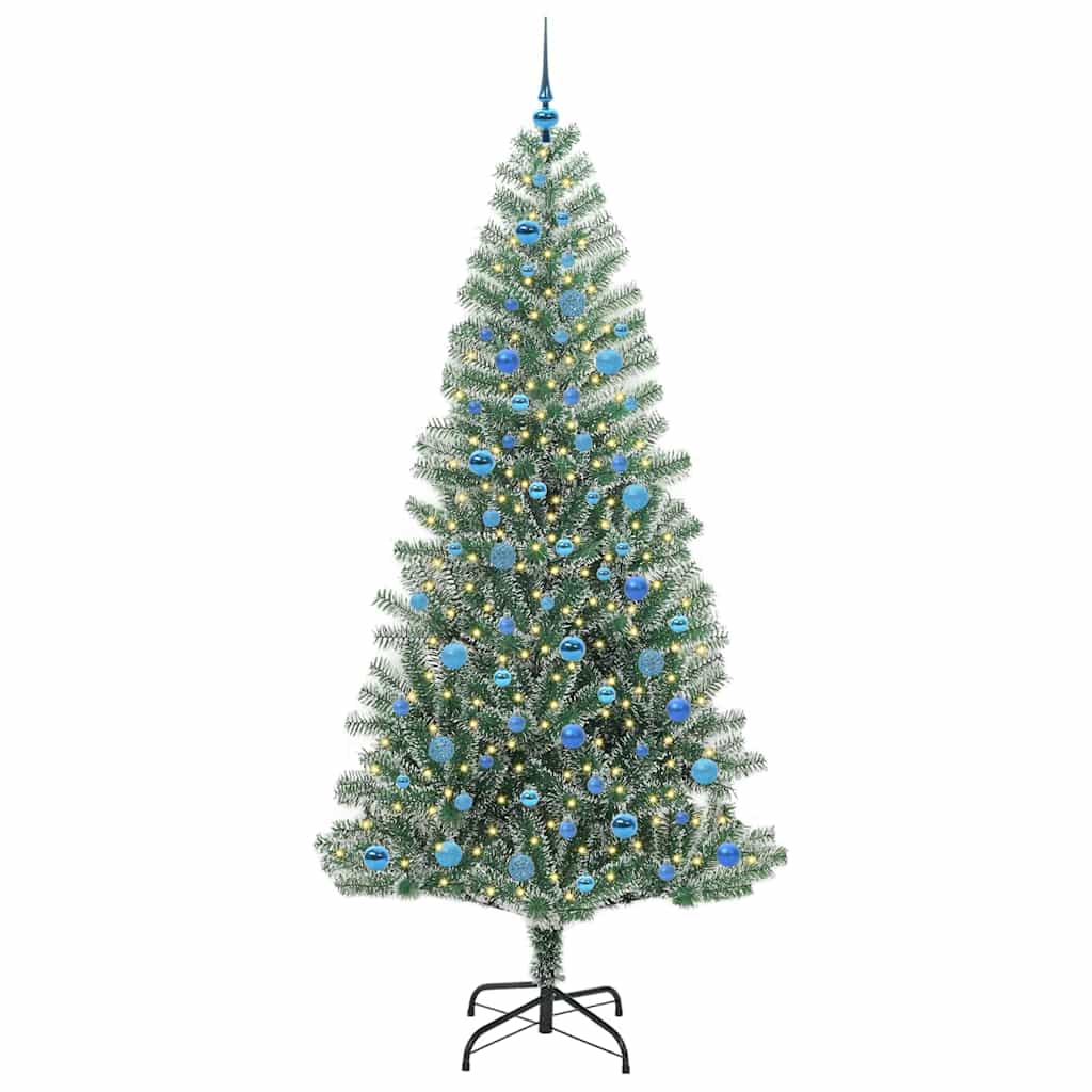 Kunstmatige Kerstboom Sneeuw Gevlochten met LED Licht 240 cm