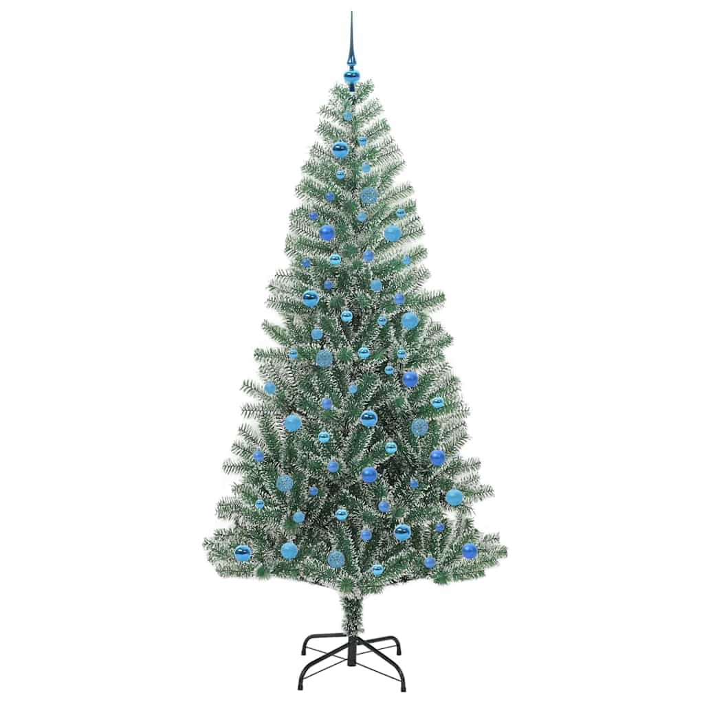 Kunstmatige Kerstboom Sneeuw Gevlochten met LED Licht 240 cm