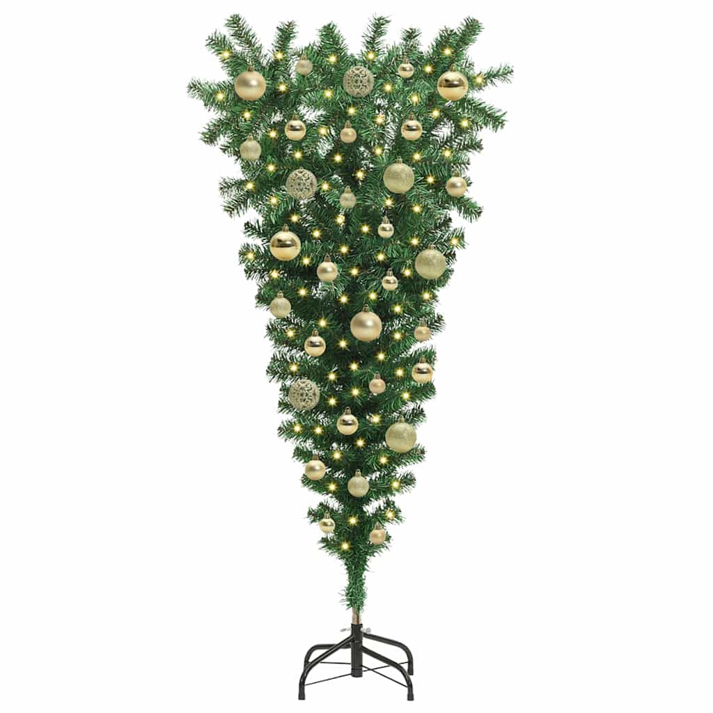 Ondersteboven Kunst Kerstboom met Ballenset Groen 120 cm PVC
