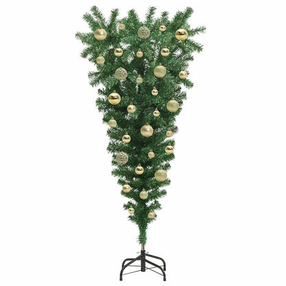 Ondersteboven Kunst Kerstboom met Ballenset Groen 120 cm PVC