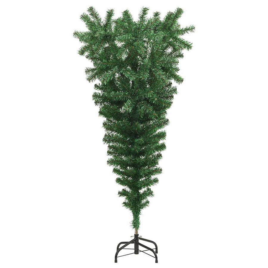 Ondersteboven Kunstkerstboom met Ballenset Groen 120 cm PVC