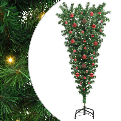Op-ondersteboven Künstkerstboom met Voorverlichte Ballen 150 cm