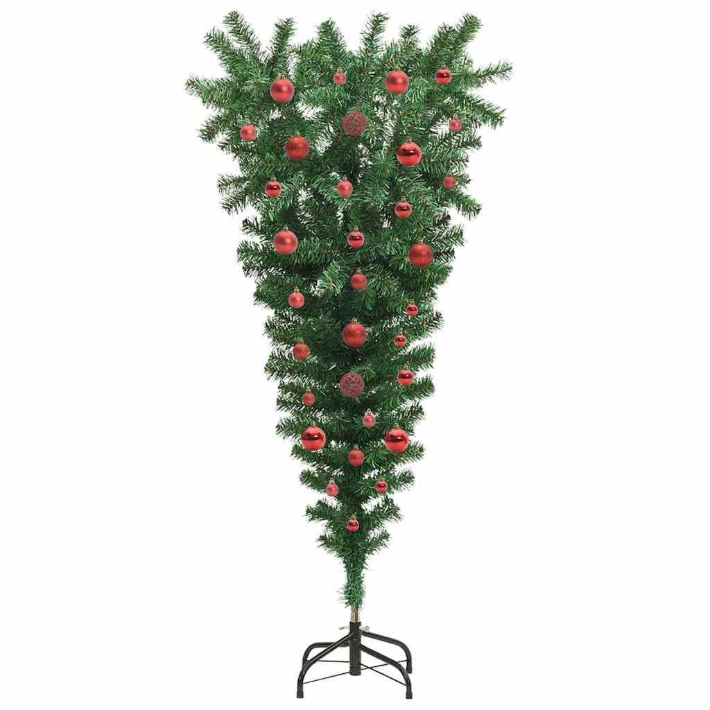 Op-ondersteboven Künstkerstboom met Voorverlichte Ballen 150 cm