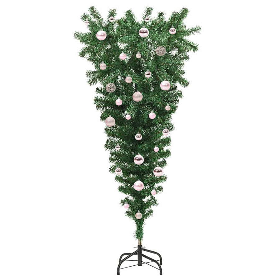 Ondersteboven Kunst Kerstboom Met Ballenset Groen 150 cm PVC