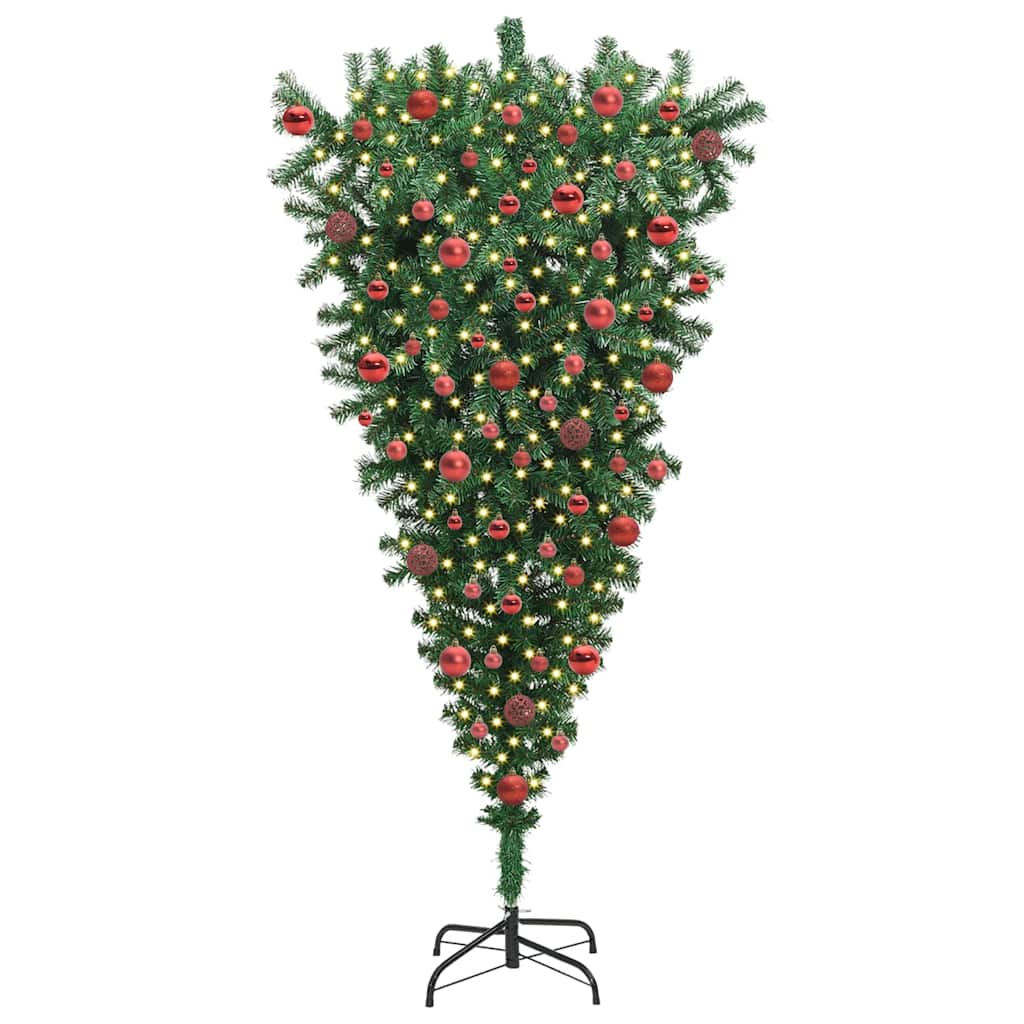 Understeboven Kunstkerstboom met Ballen Set Groen 180 cm PVC