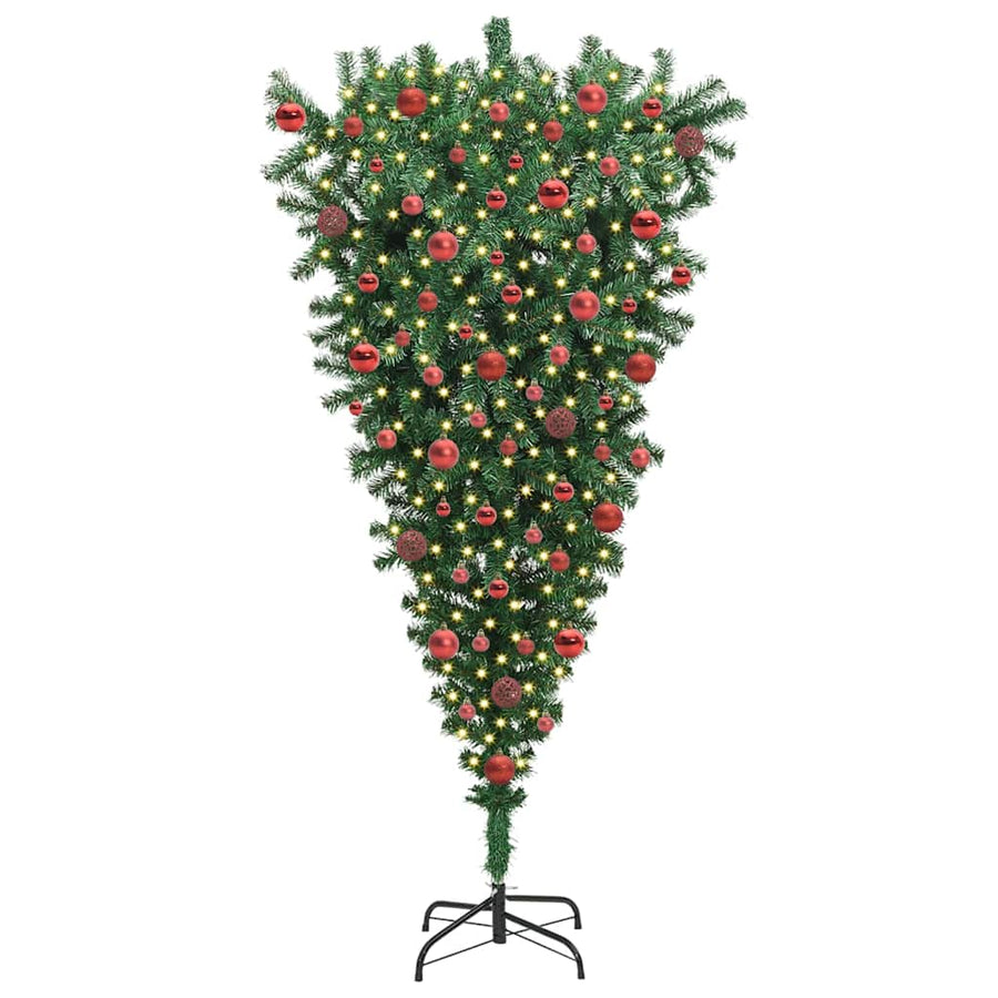Understeboven Kunstkerstboom met Ballen Set Groen 180 cm PVC