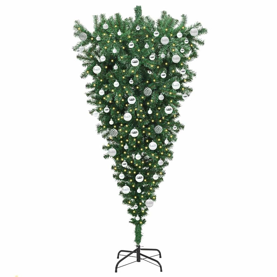 Opwaarts Kunstkerstboom met Bollen Set Groen 180 cm PVC