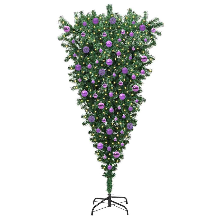 Zijwaarts kunstkerstboom met ballenset Groen 180 cm PVC