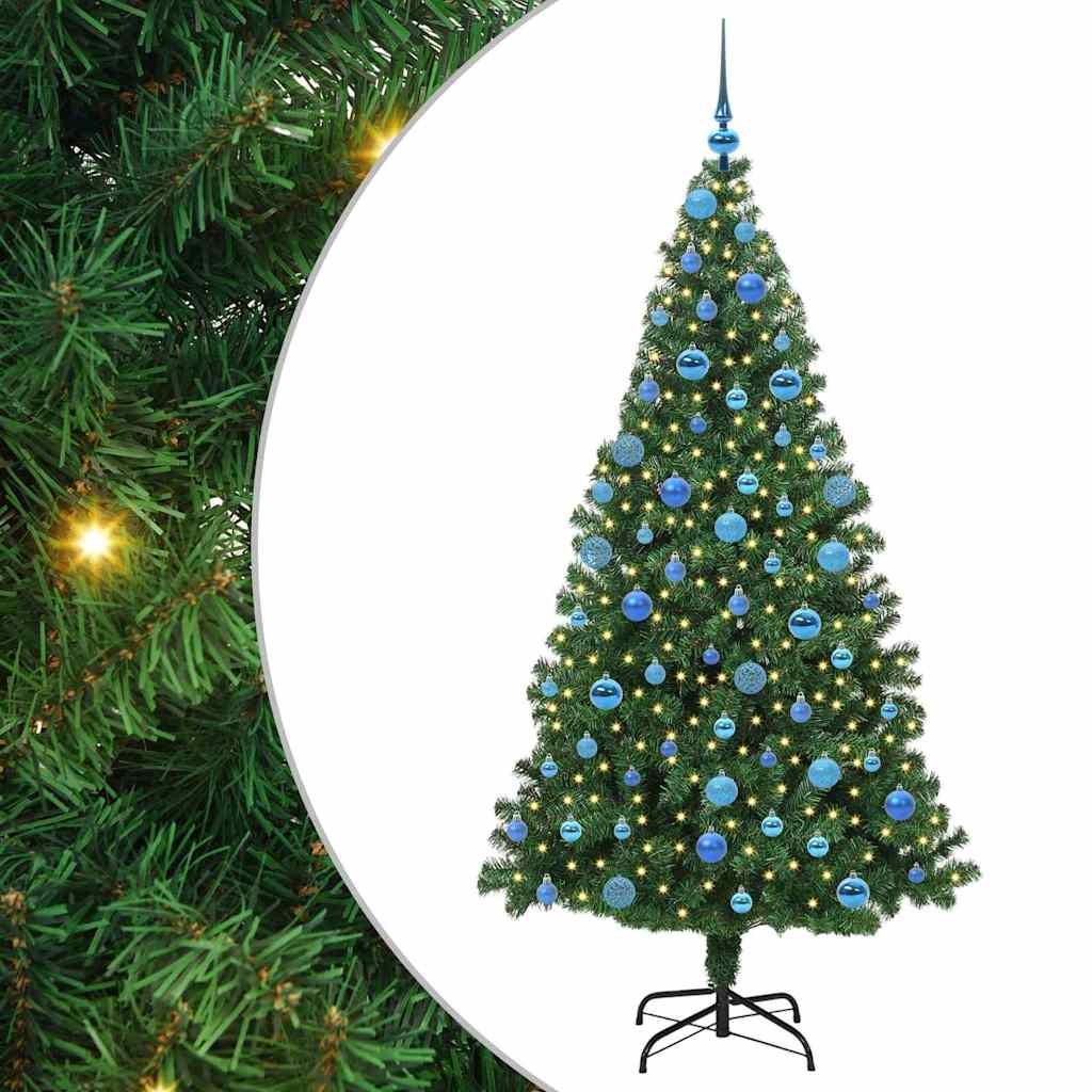 Ondersteboven Kunstkerstboom met Ballenset Groen 180 cm PVC