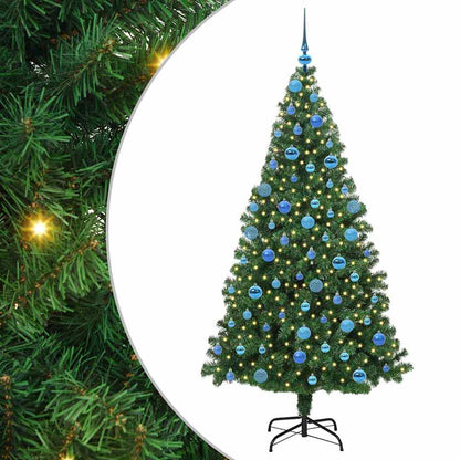 Ondersteboven Kunstkerstboom met Ballenset Groen 180 cm PVC