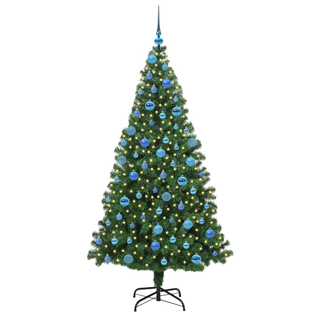 Ondersteboven Kunstkerstboom met Ballenset Groen 180 cm PVC